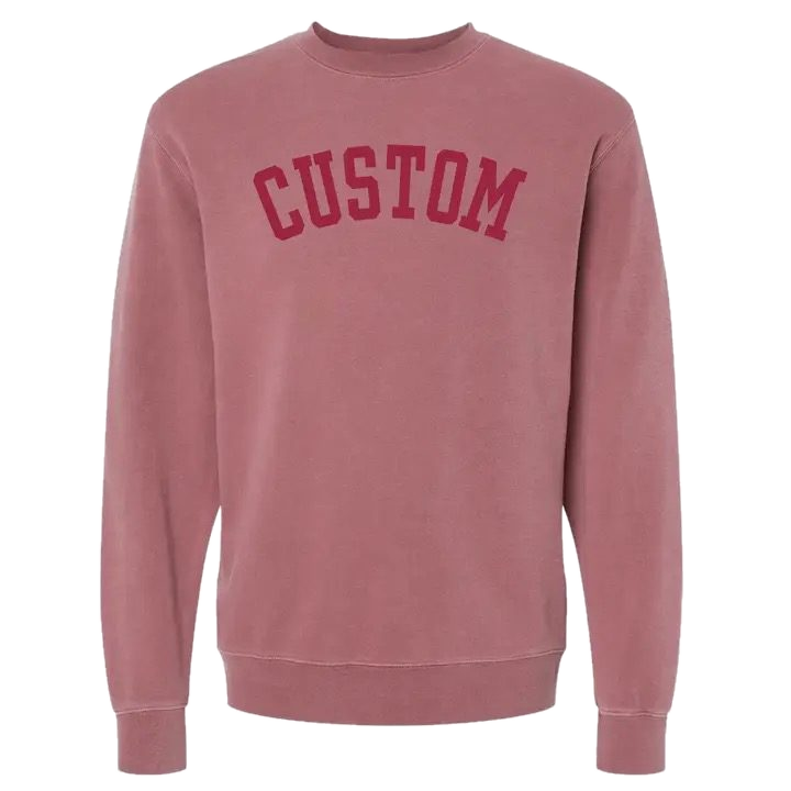 Custom arched varsity crewneck